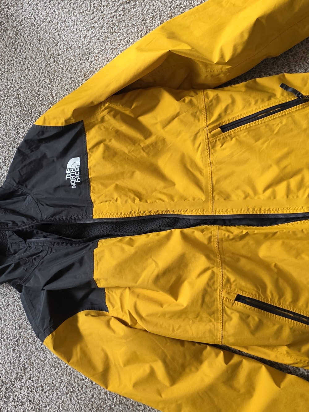 The North Face Men's Yellow and Black Rain Jacket